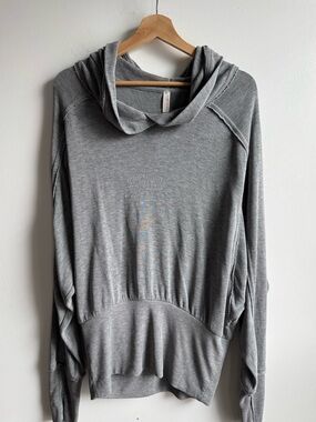 Free People Movement Grey Light Weight Banded Pull Over Hoodie